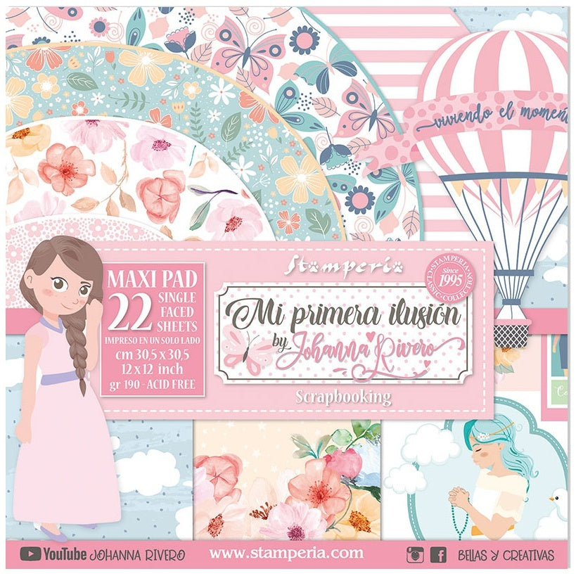 Stamperia Intl Stamperia Single-Sided Paper Pad 12"X12" 22/Pkg - Mi Primera Ilusion Nina X Johanna Rivero