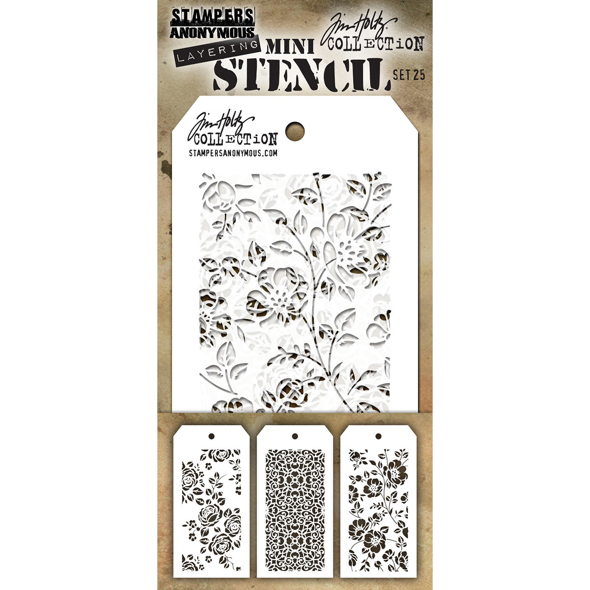 Stampers Anonymous Tim Holtz Mini Layered Stencil Set 3/Pkg - Set #25