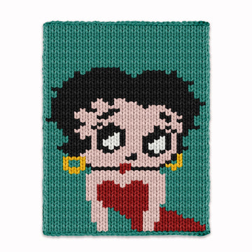Betty Boop - Chunky Blanket - Hand Finger Knitting Pattern - Knit Kids Color work afghan