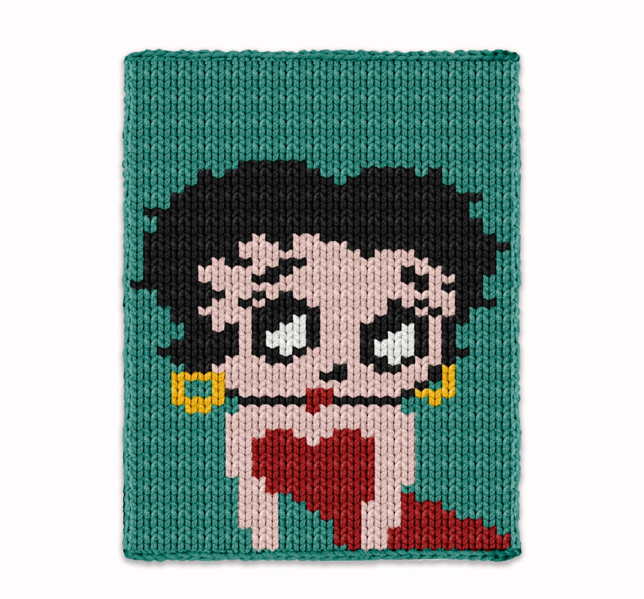 Betty Boop - Chunky Blanket - Hand Finger Knitting Pattern - Knit Kids Color work afghan