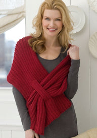 Ribbed Slit Shawl in Red Heart Soft Solids - LW2590