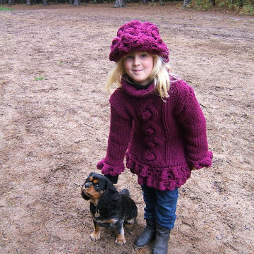 "Woodland Berry" Child's Sweater & Brimmed hat