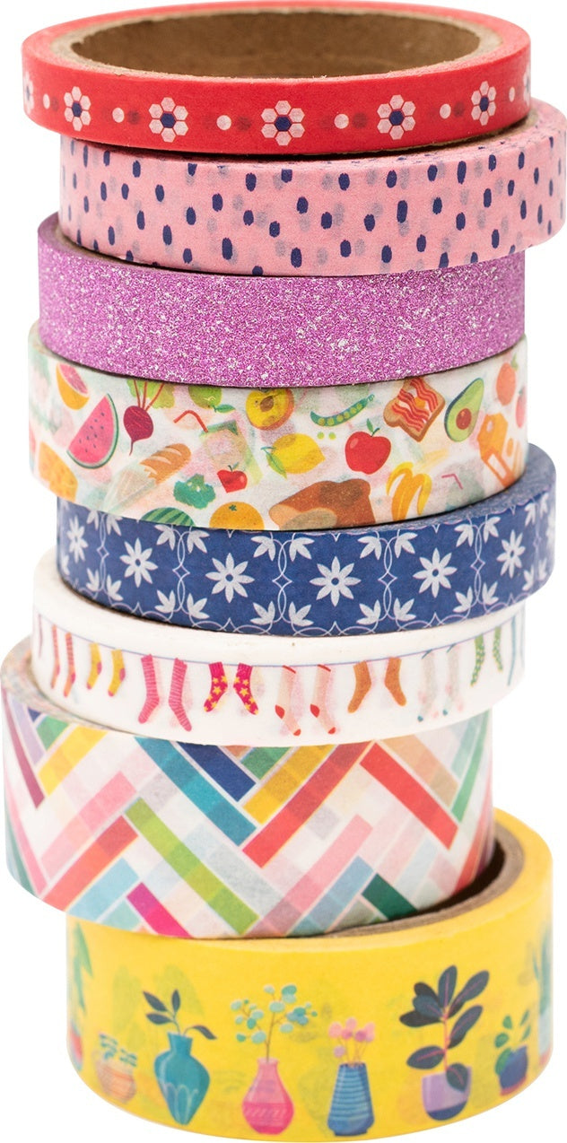 American Crafts Damask Love Write At Home Washi Tape 8/Pkg - 611595