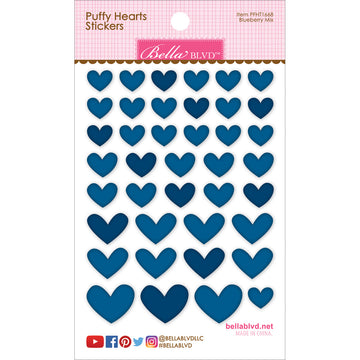 Doodlebug Puffy Heart Stickers - Blueberry Mix