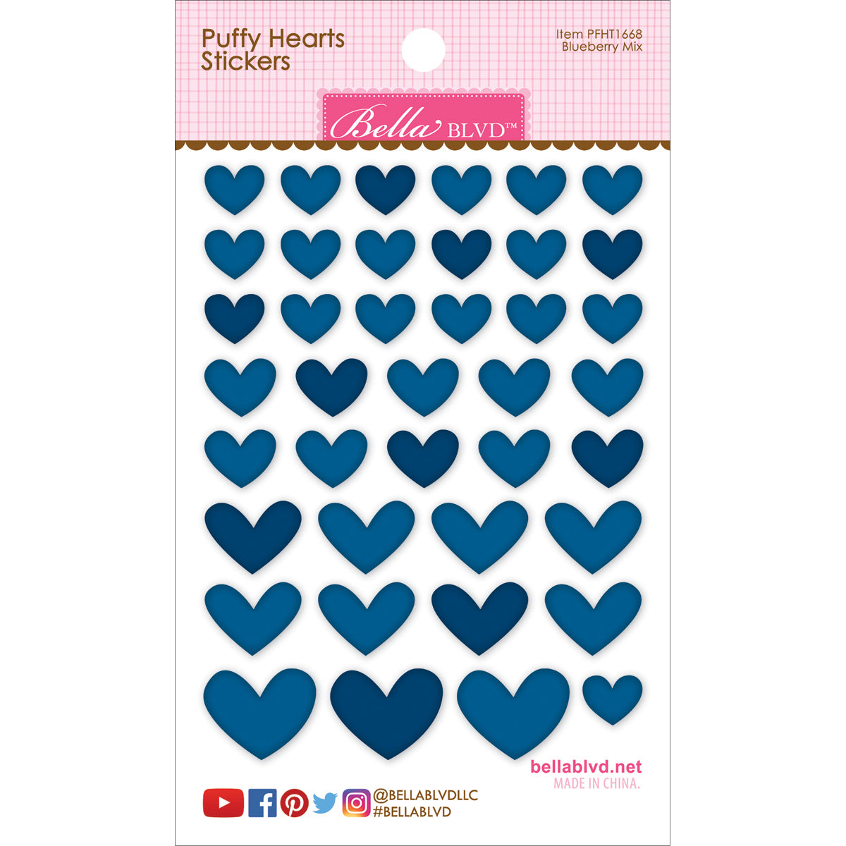 Doodlebug Puffy Heart Stickers - Blueberry Mix