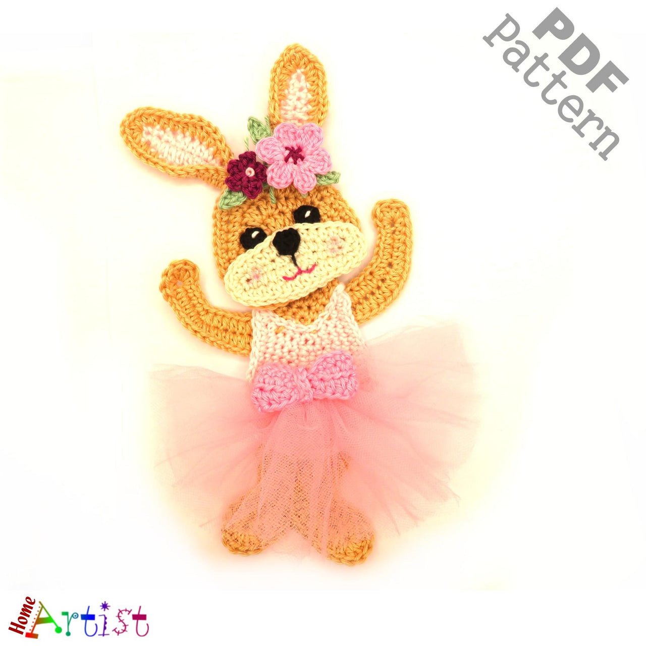 Ballet bunny crochet applique pattern