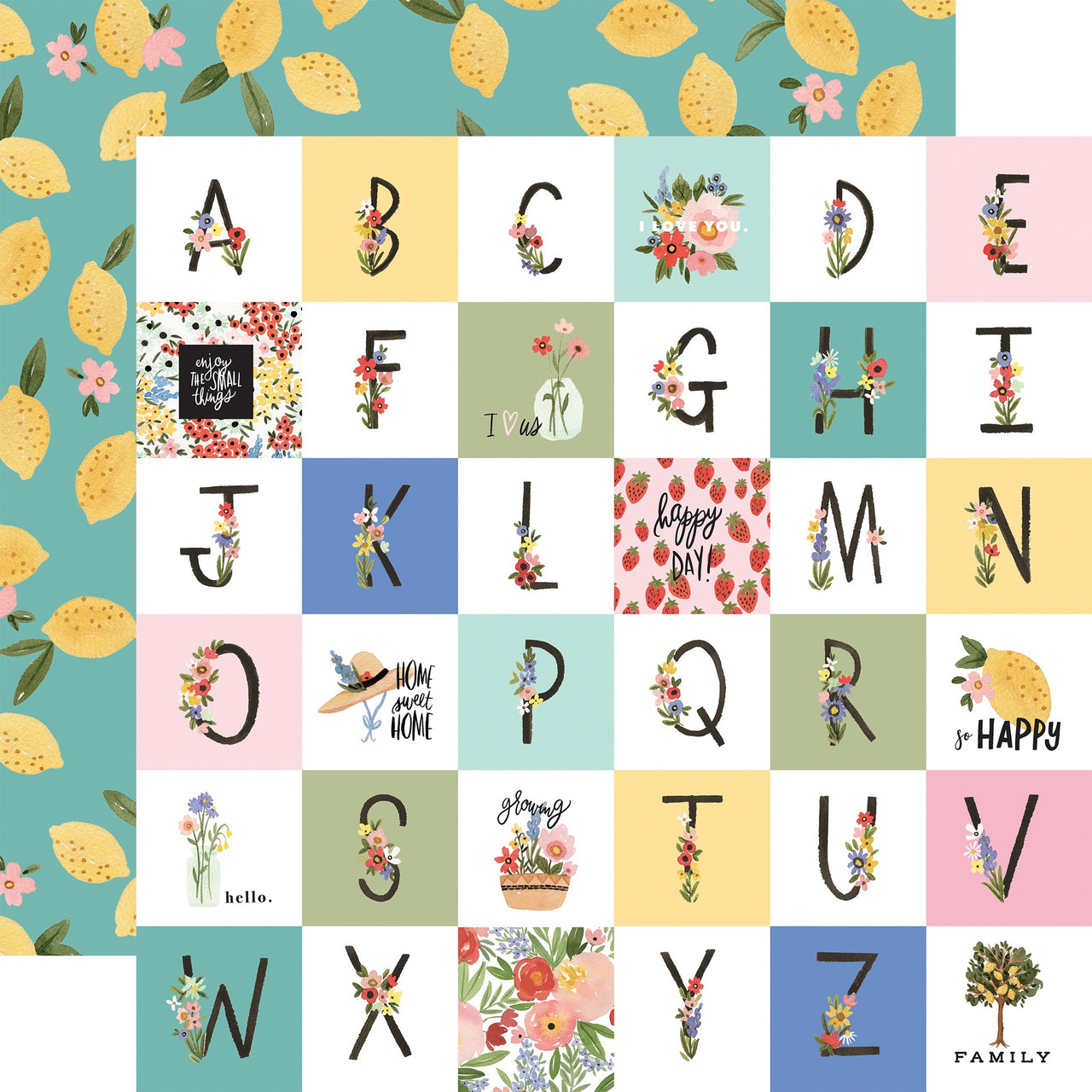 Echo Park Paper Oh Happy Day Spring Double-Sided Cardstock 12"X12" 25/Pkg - Happy Alphabet