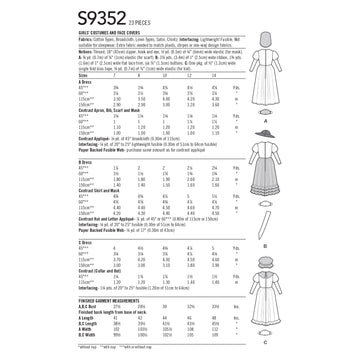 Simplicity Girls' Costumes and Face Covers S9352 - Sewing Pattern