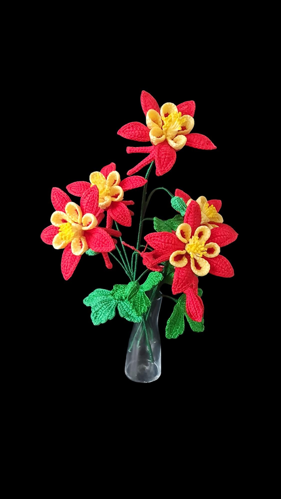 Crochet Columbine flowers