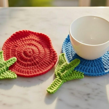 Crochet Tulip Flower Coaster Pattern | PDF + Video Tutorial