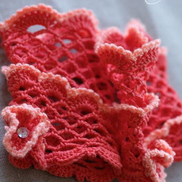 Coral Reef Scarf, Gloves and Pin 3pc Set Crochet