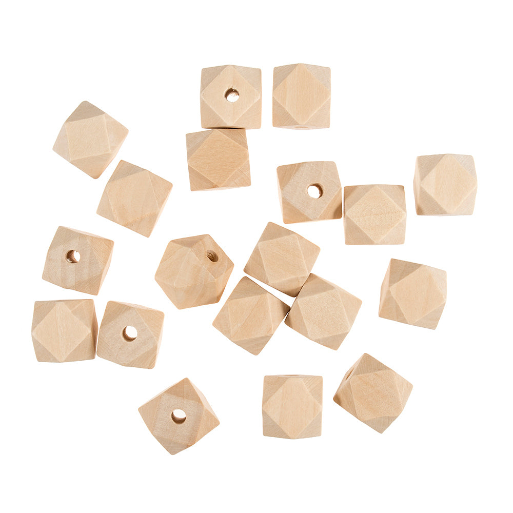 Trimits 50 Piece Wooden Beads: Geo Cut - 20mm