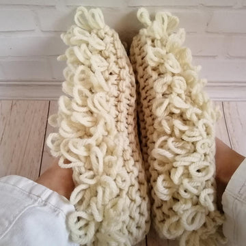 Fluffy woollen slippers