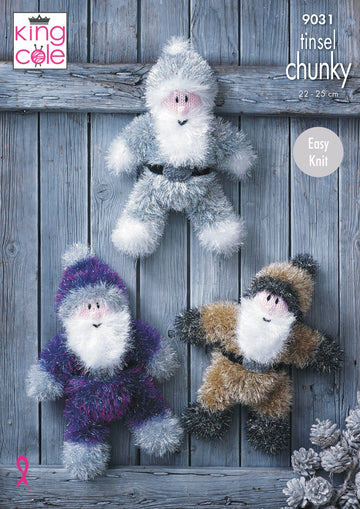 Tinsel Santas in King Cole Tinsel Chunky - 9031pdf - Downloadable PDF