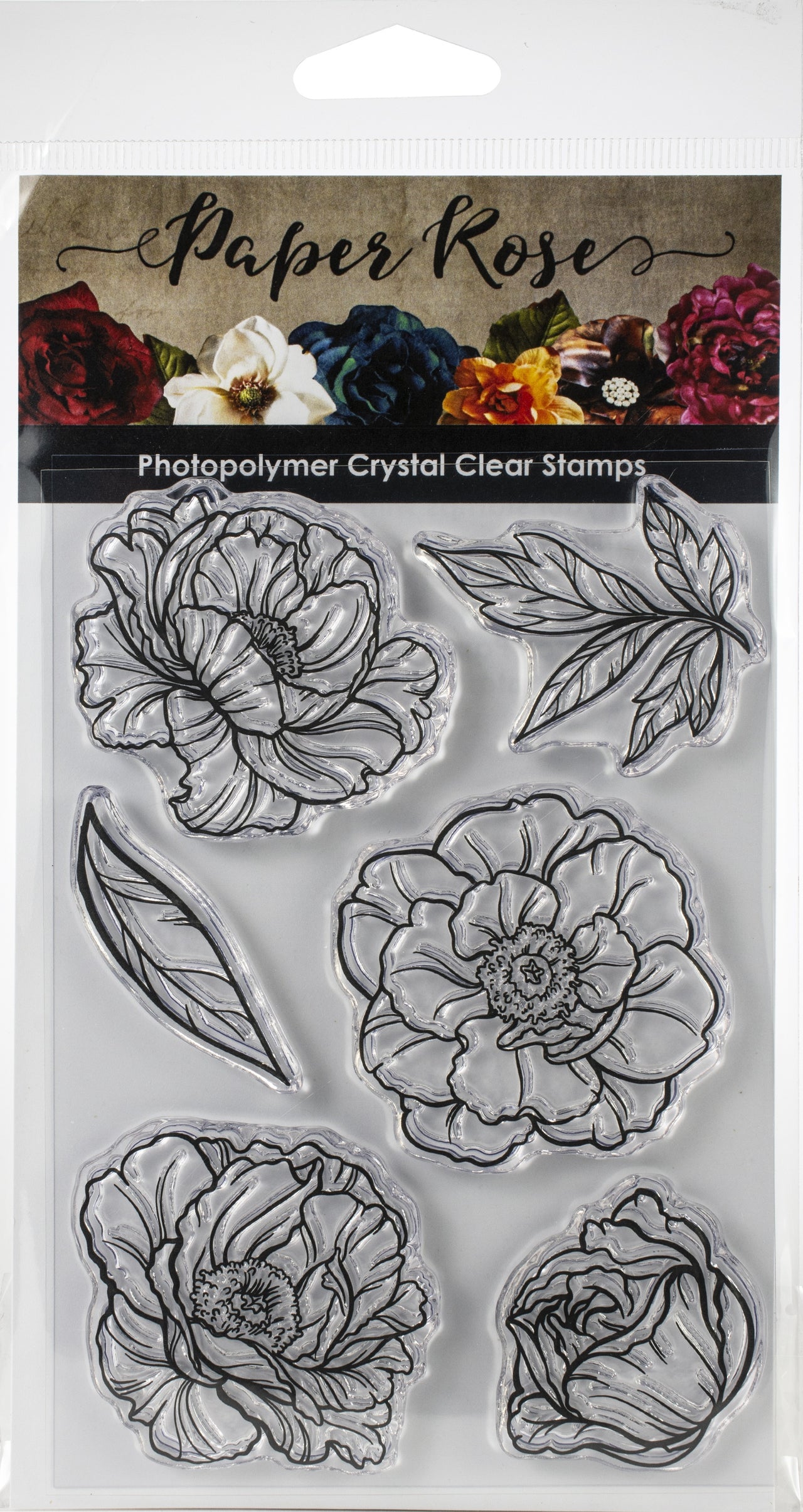 Paper Rose Clear Stamps 4"X6" - Peonies
