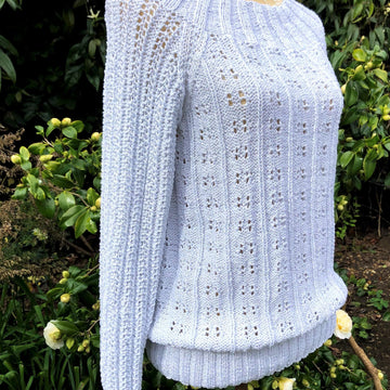 Izzy - Blouson Sweater with Eyelet Patterning