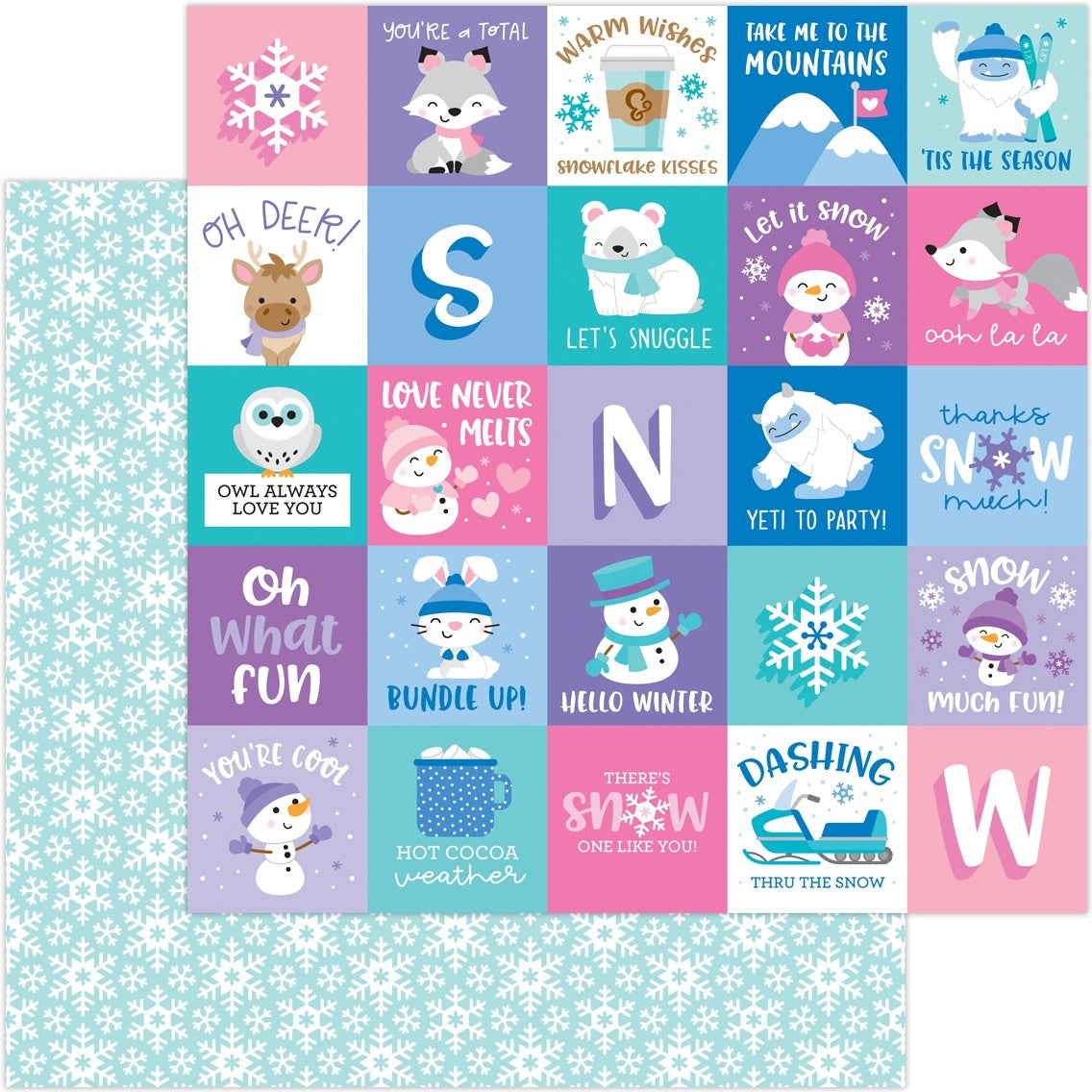 Doodlebug Winter Wonderland Double-Sided Cardstock 12"X12" 25/Pkg - Snow Much Fun