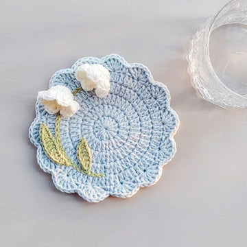 Lily of the Valley Coaster,Crochet Coaster,Free Crochet Coasters Pattern,Crochet Pattern Coasters