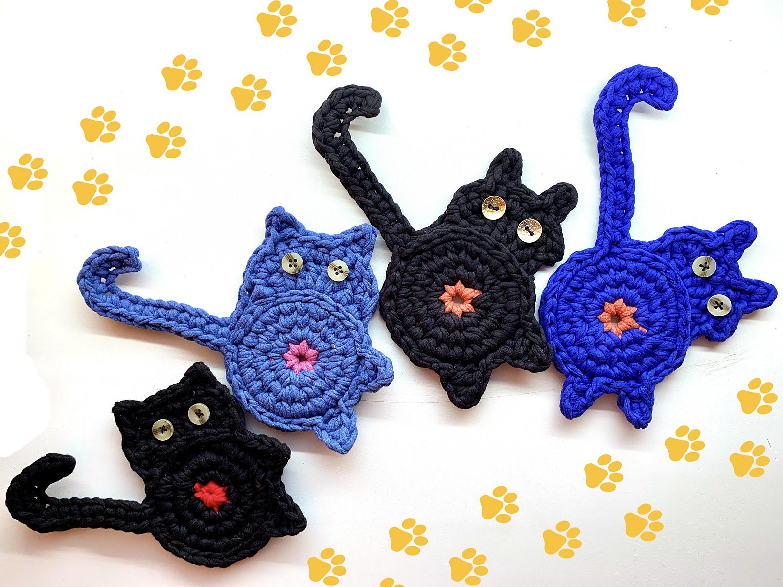 Crochet tshirt Cat Butt coasters