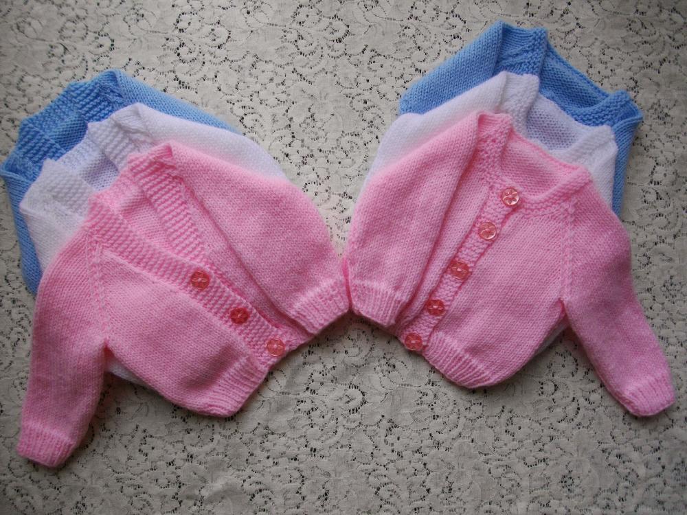Micro Preemie- 3 month Classic round and V neck cardigan