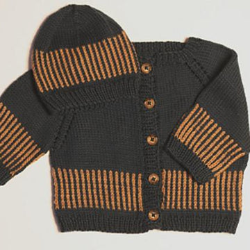 Striped Cardi and Beanie/Beret