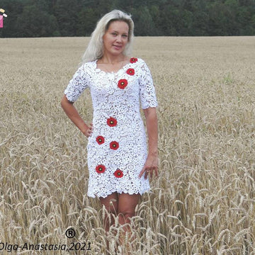Lace dress with poppies