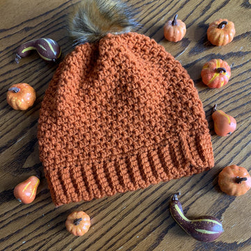 Katie Beanie with Faux Fur Pompon