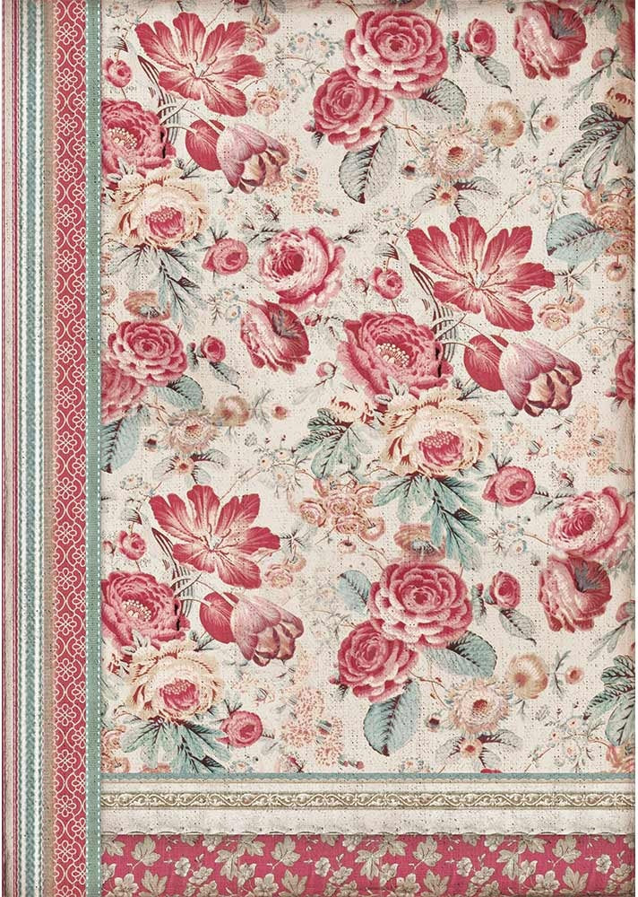 Stamperia Intl Stamperia Rice Paper Sheet A3 - Red Flowers
