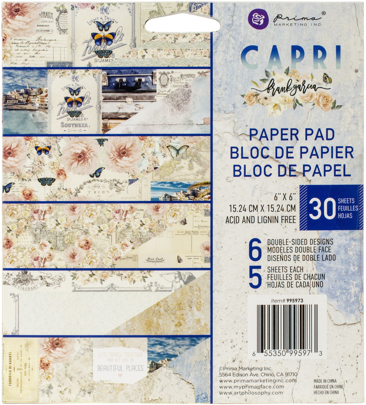 Prima Marketing Double-Sided Paper Pad 6"X6" 30/Pkg - Capri
