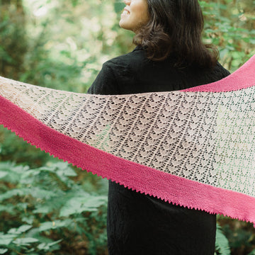 Winter Sunrise Two-Colour Asymmetrical Shawl in SweetGeorgia Tough Love Sock and CashSilk Lace - Downloadable PDF