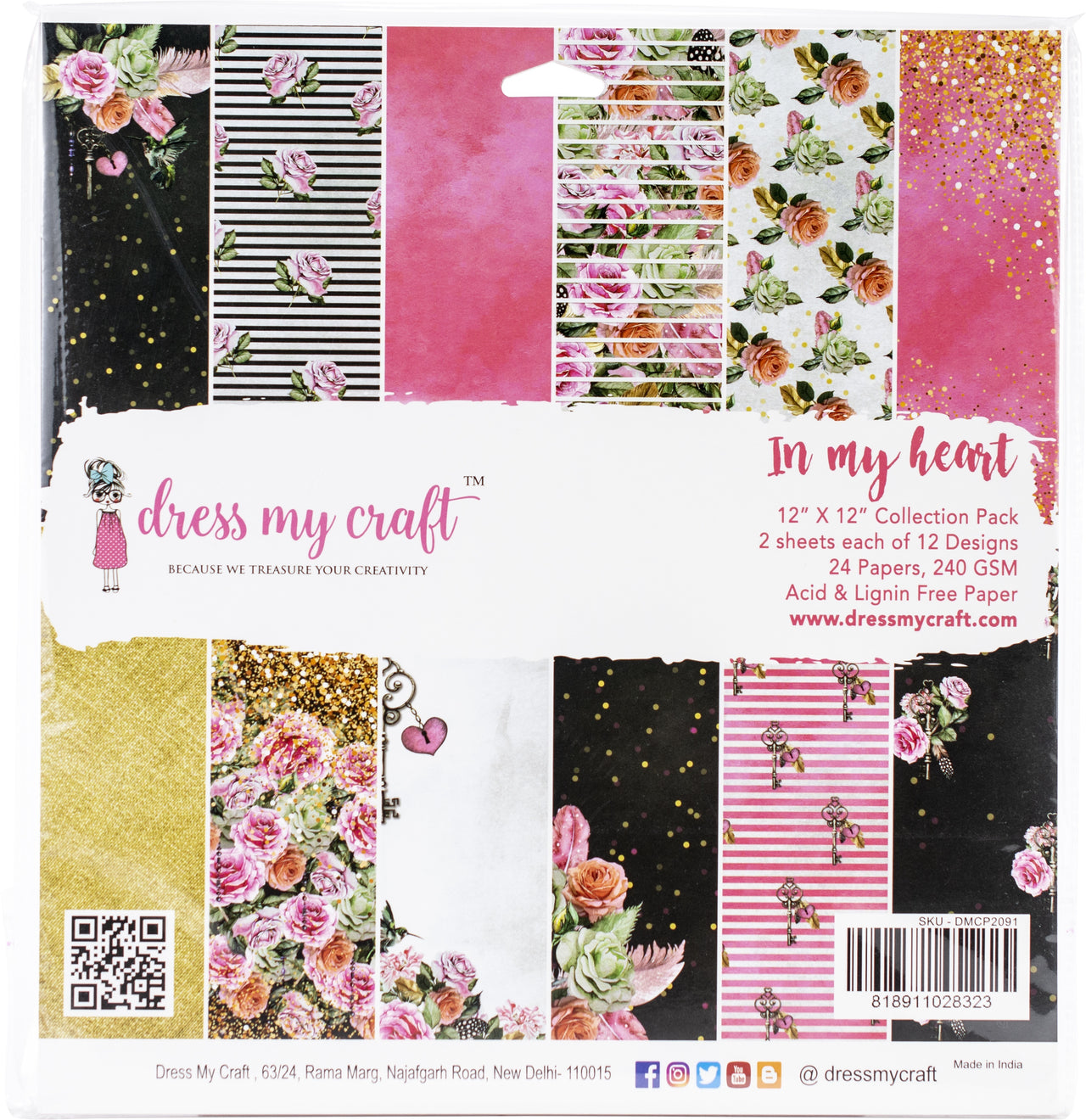 Dress My Crafts Single-Sided Paper Pad 12"X12" 24/Pkg - In My Heart, 12 Designs/2 Each
