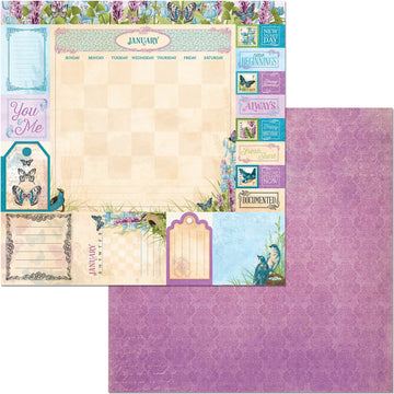 American Crafts Time & Place Double-Sided Cardstock 12"X12" - January