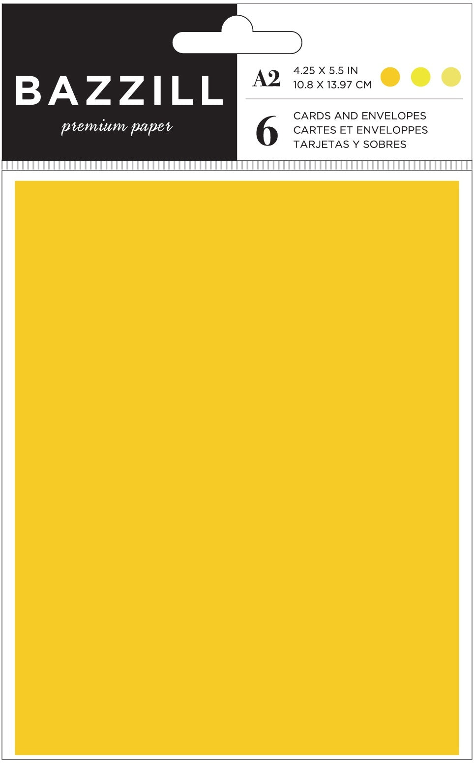 Bazzill Cards W/Envelopes 4.25"X5.5" 6/Pkg - Yellows