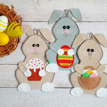 329 Rabbit with muffin basket egg bows