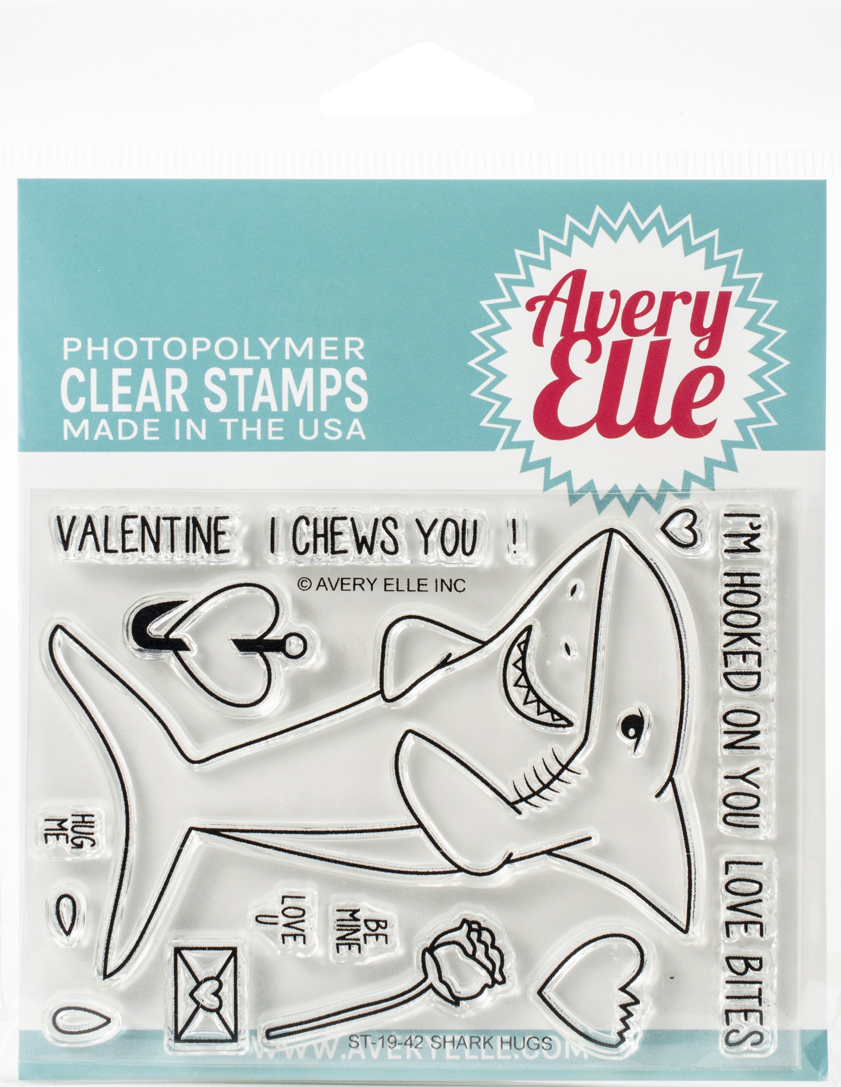 Avery Elle Clear Stamp Set 4"X3" - Shark Hugs