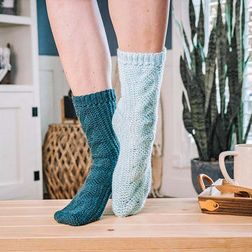 All Cabled Up In Sunshine Crochet Socks