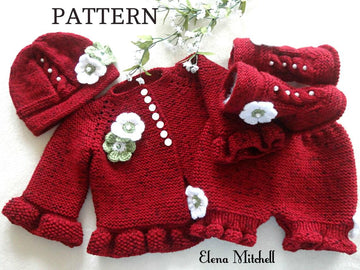 Knitting PATTERN Baby Jacket, Pants, Hat and Shoes Baby Set Nicole