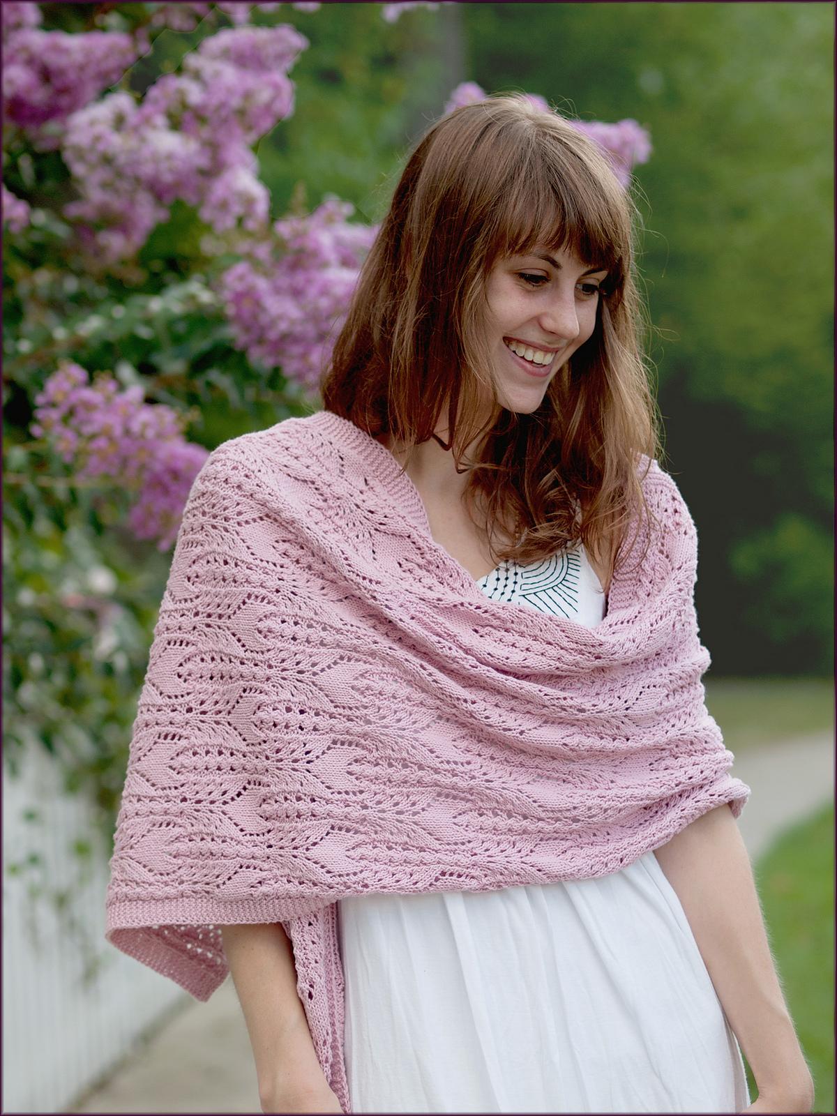 FFCT Wrap - Feather & Fan, Cables & Tulips  Knitting Pattern