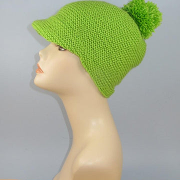 Peak Garter Stitch Bobble Cap