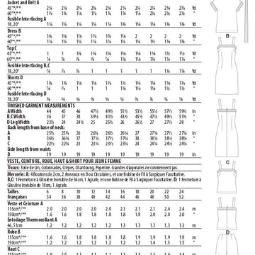 Butterick Misses; Jacket, Sash, Dress, Top and Shorts B6774 - Sewing Pattern