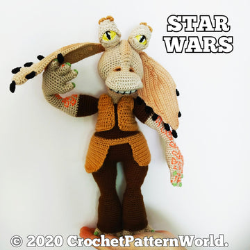 Jar Jar crochet pattern, Baby Alien crochet pattern, Crochet toy pattern (English, Deutsch, Français)