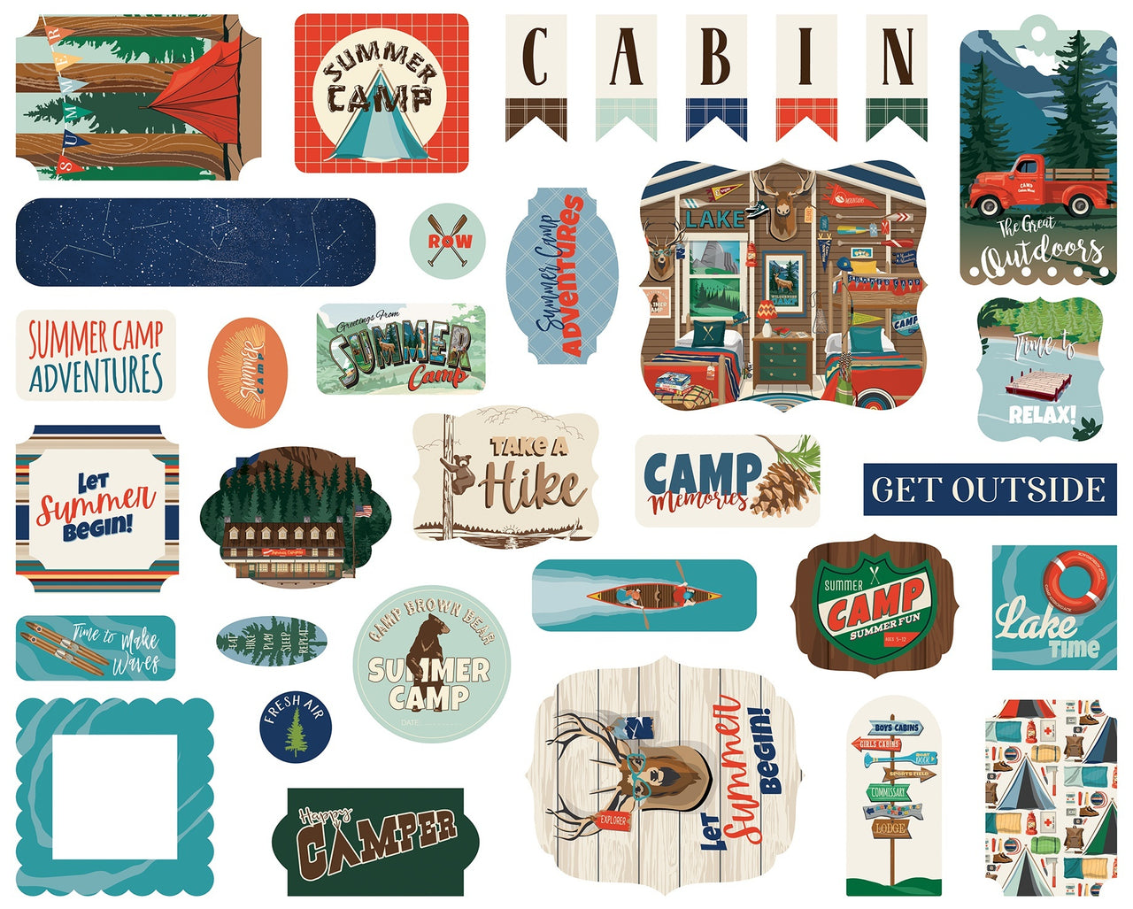 Echo Park Paper Carta Bella Cardstock Ephemera 33/Pkg - Icons, Summer Camp