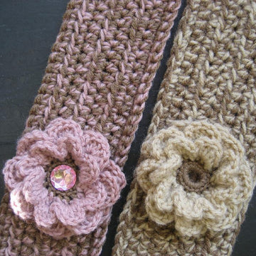 Pattern for Headband Style Earwarmer with Flower (three sizes)