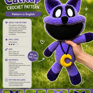CatNap from poppy play time Amigurumi,  Crochet Pattern