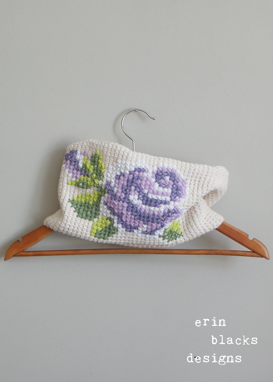 Cotton Rose Bloom Cowl (8" x 24" circumference) (tunisian005)
