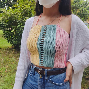 Crochet Crop Top Pattern PDF Easy Crochet Halter Top Pattern Lace Up Summer Top – Beginner Beachwear Festival Crochet Top DIY