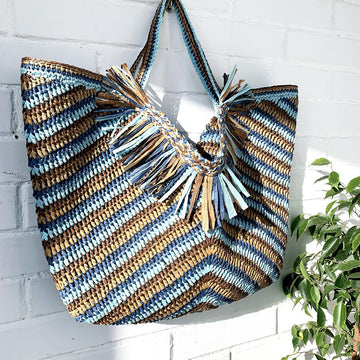 Crochet Raffia Beach Bag Pattern: Fringed Boho Tote