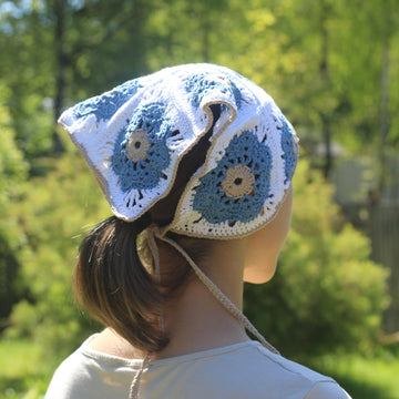Blue Meadow Crochet Bandana PDF Pattern