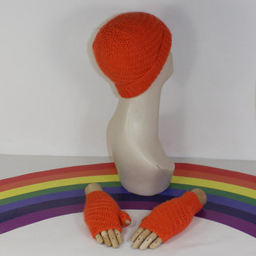 Adult Teen Aran Swirl Beanie Hat and Gloves