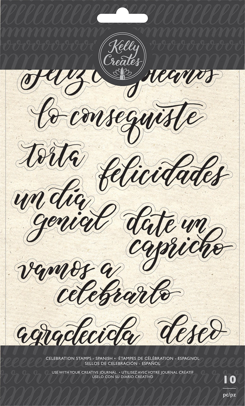 American Crafts Kelly Creates Acrylic Traceable Stamps - Celebration (Spanish)